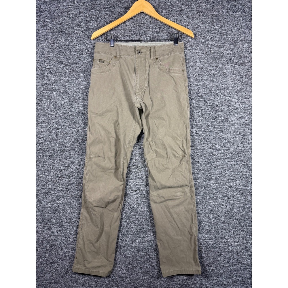 Kuhl Rydr Khaki Tan Cotton Twill Articulated Hiking Work Pants Mens 30x34
